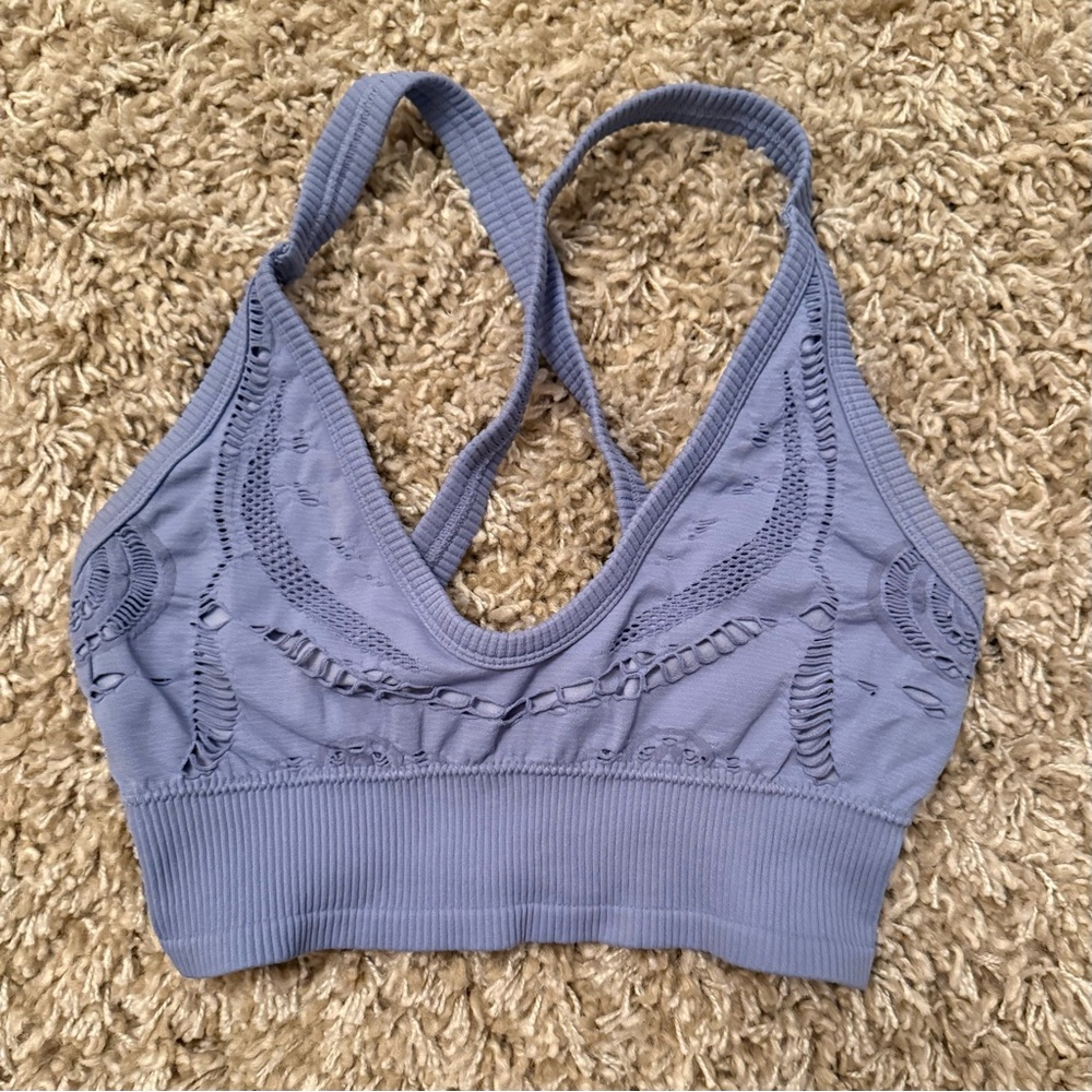 Balance Athletica Blue Sports Bra V-Neck Racerback